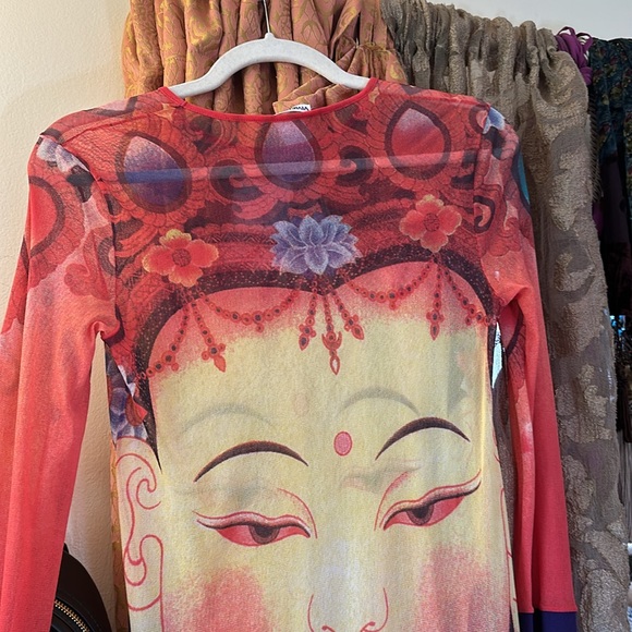 Vivienne Tam long mesh 90’s Y2K Buddha Kiss Dress - Picture 12 of 12